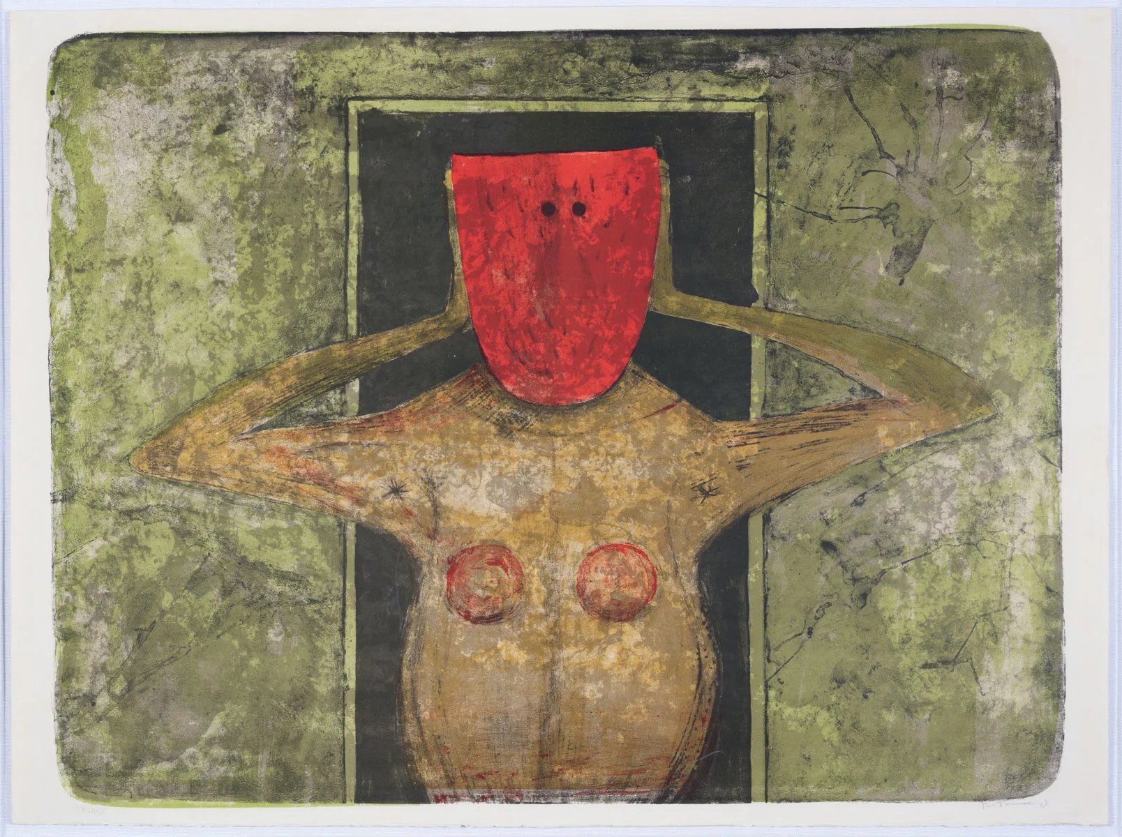 Rufino Tamayo, Mascara roja, Litografía, 56 x 75 cm, 1969