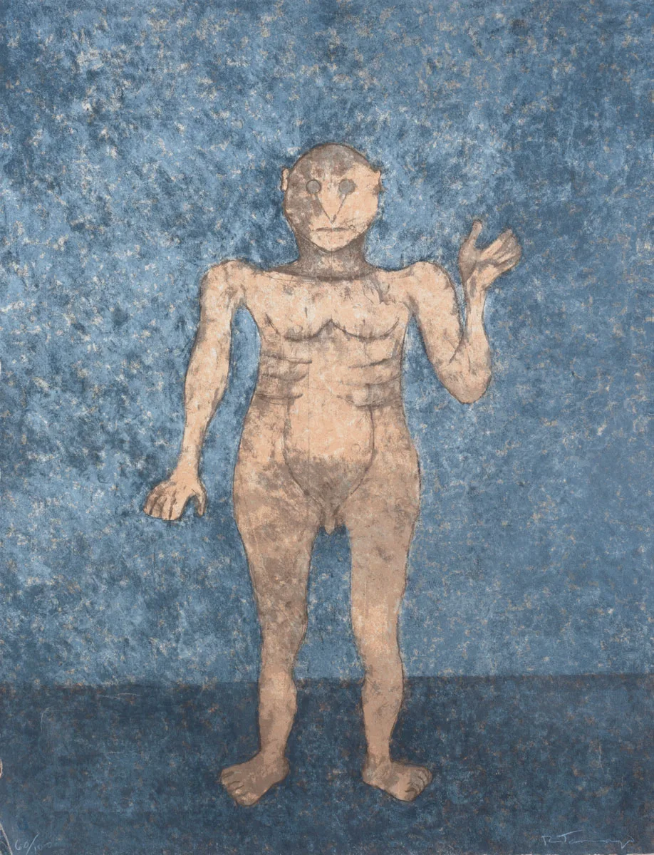 Rufino Tamayo, Hombre en ocre, Serigrafía, 64.5 x 51.5 cm, 1989