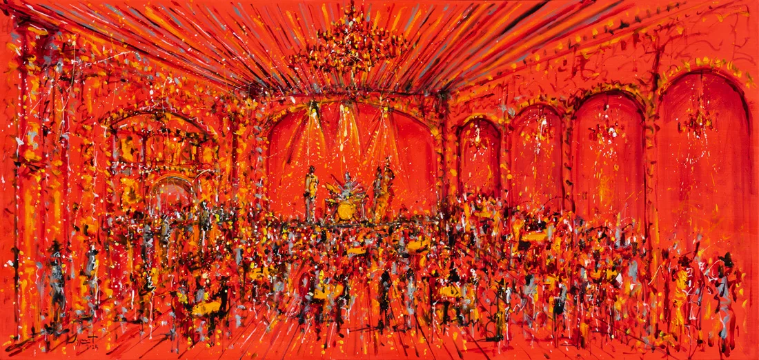 JAZZAMOART La taberna de los mosqueteros Óleo sobre tela 80 x 180 cm 2025
