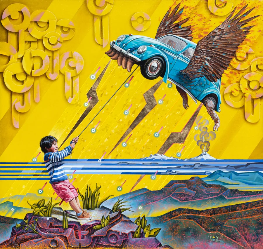 DAAVOZZ Bestiario No 1 Donde el cielo aún escucha 90 x 85 cm Óleo, acrílico, carbón y tintas s/tela 2026